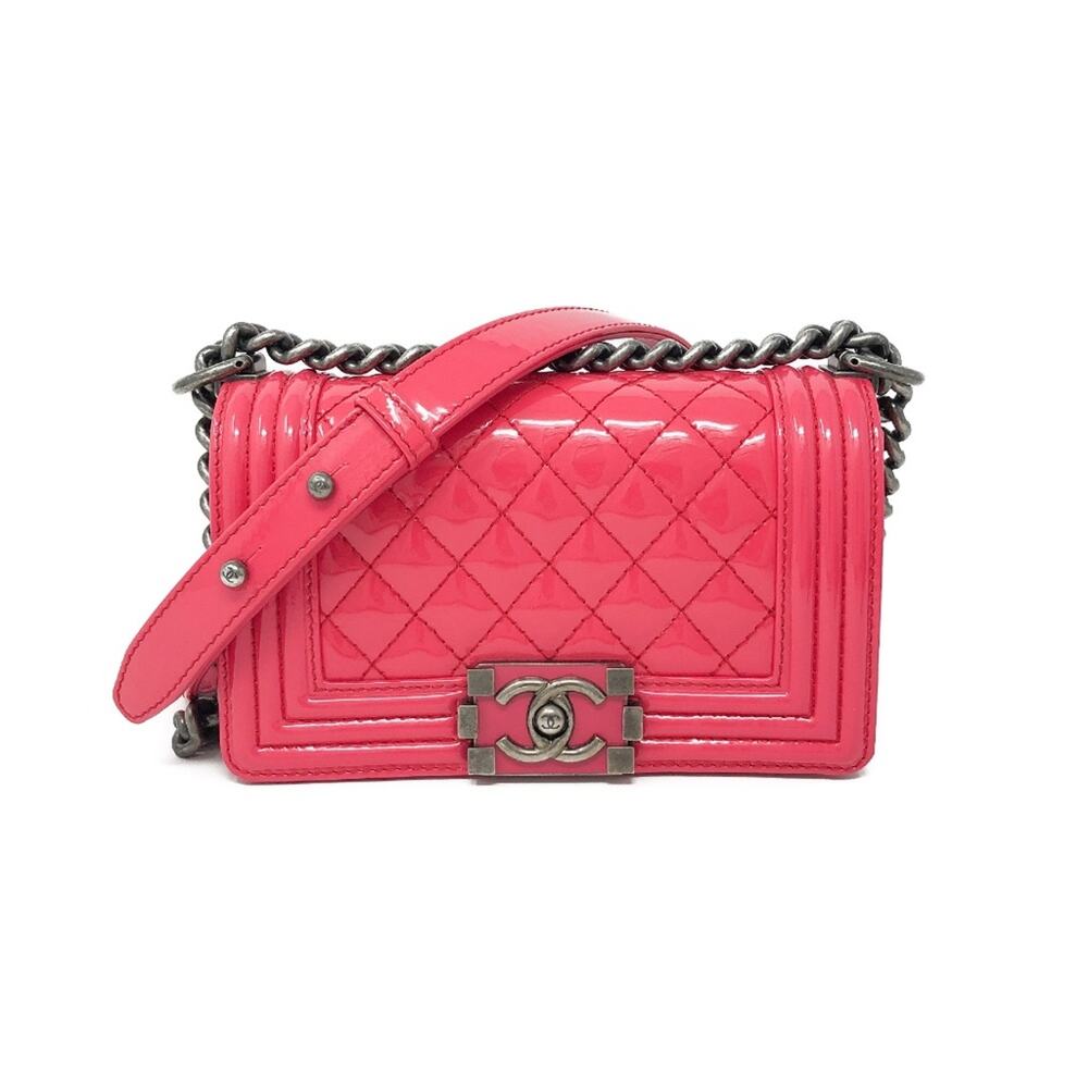 Chanel RHW Pink Patent Quilted Small Boy